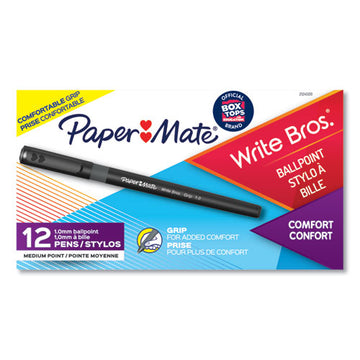 Paper Mate® Write Bros. Grip Ballpoint Pen, Stick, Medium 1 Mm, Black Ink, Black Barrel, Dozen freeshipping - TVN Wholesale